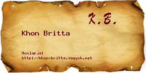 Khon Britta névjegykártya